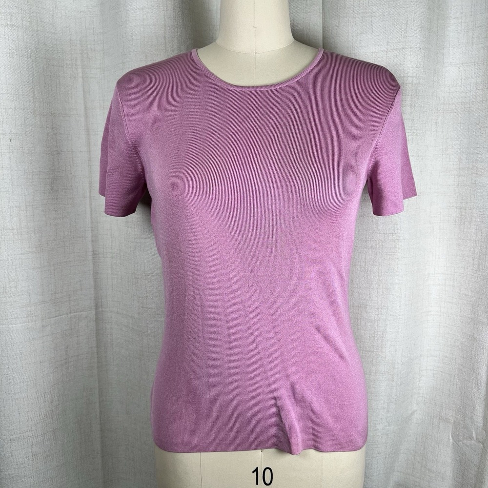 NEW! Vintage Talbots Silk Blend Ribbed Knit‎ T Shirt Raspberry Pink Size Small